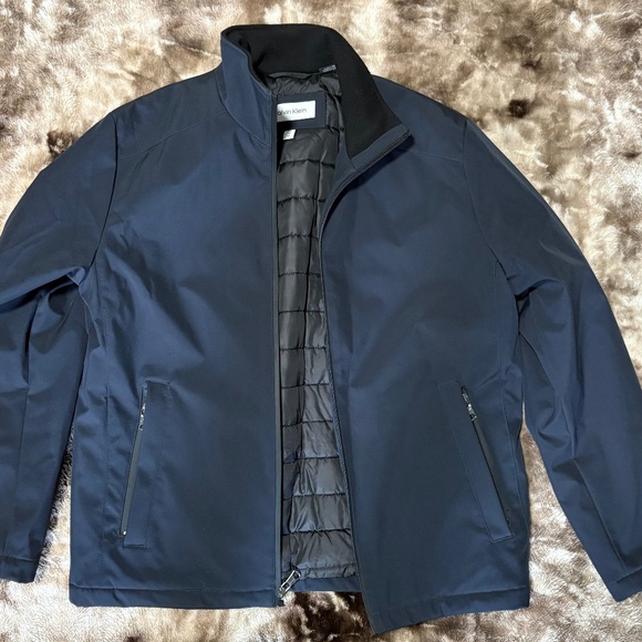 Calvin Klein Men’s Softshell Quilted Lined Jacket - Navy Blue, Size Medium - Picture 1 of 4